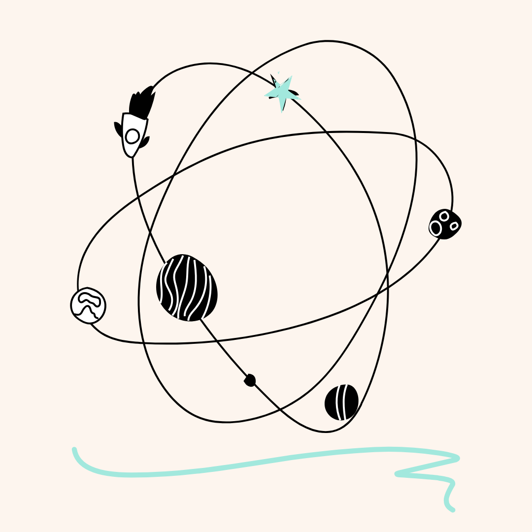 Universum Scribble Skizze Universum als Zeichen für das vernetzte System